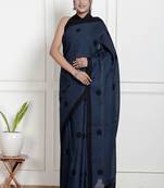 Women blue pure cotton printed bandhej ehtnic saree aay-132