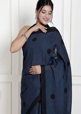 Women blue pure cotton printed bandhej ehtnic saree aay-132 3