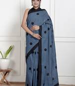 Women blue pure cotton printed bandhej ehtnic saree aay-133