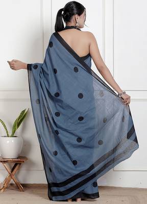 Women blue pure cotton printed bandhej ehtnic saree aay-133 2