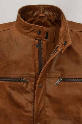 men's brown lambskin leather jacket classic zip up style original 3
