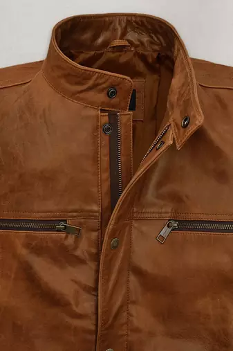 men's brown lambskin leather jacket classic zip up style original