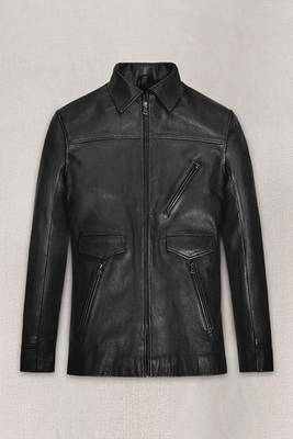 men's black lambskin leather biker jacket classic moto zip style modern pro 1
