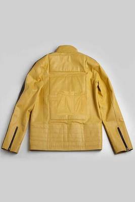 men's yellow lambskin leather biker jacket classic moto zip style exclusive 2