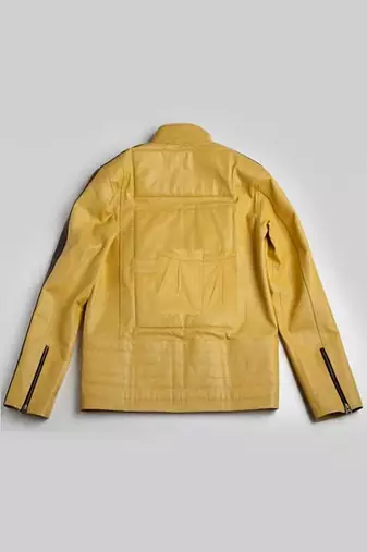 men's yellow lambskin leather biker jacket classic moto zip style exclusive
