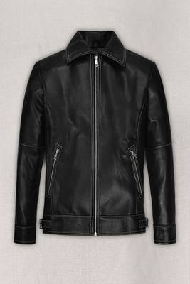 men's black lambskin leather biker jacket classic moto zip style modern advanced 1