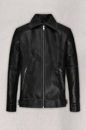 men's black lambskin leather biker jacket classic moto zip style modern advanced