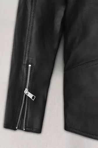 men's black lambskin leather biker jacket classic moto zip style modern advanced