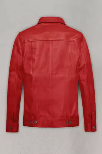 men's red lambskin leather biker jacket classic zip up style