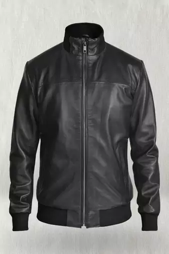 Bomber rib cuffs lambskin motorcycle leather jacket classic look