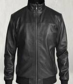 Bomber rib cuffs lambskin motorcycle leather jacket classic look