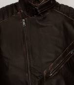 Men's brown suede leather leather jacket  slim fit motor style café racer