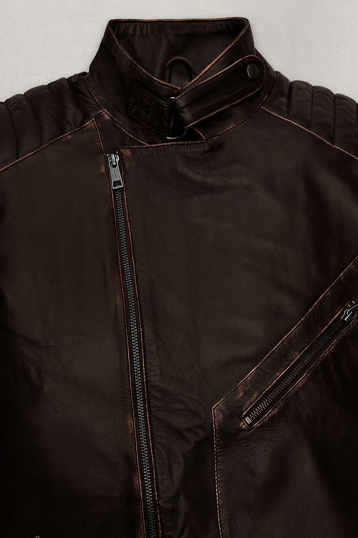 Men's brown suede leather leather jacket  slim fit motor style café racer