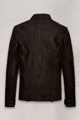 men's brown suede cafe racer jacket band collar racer style 2