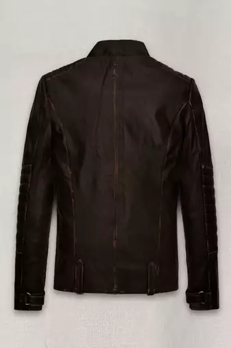 men's brown suede cafe racer jacket band collar racer style