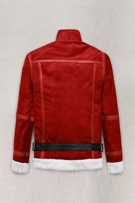 men's red suede cafe racer jacket band collar racer style 2