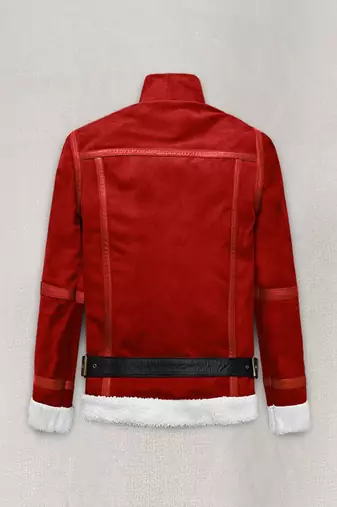men's red suede cafe racer jacket band collar racer style
