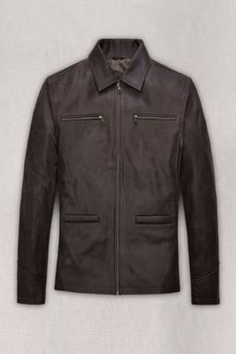 men's brown lambskin leather biker jacket classic moto zip style premium refined 1