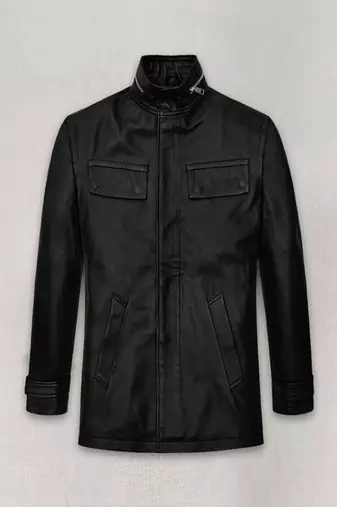 Stylish black button zip lambskin leather biker jacket  slim fit moto style