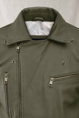 men's green lambskin leather biker jacket classic moto zip style 3
