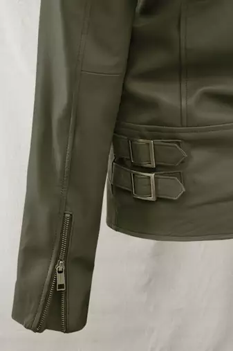 men's green lambskin leather biker jacket classic moto zip style