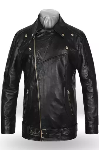 men's black zipper slim fit lambskin leather biker jacket moto style jacket zip pocket