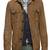 Men's brown suede button leather leather jacket slim fit motor style