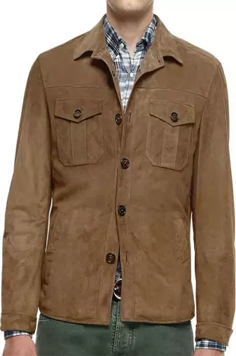 men's brown suede leather biker jacket classic zip up style