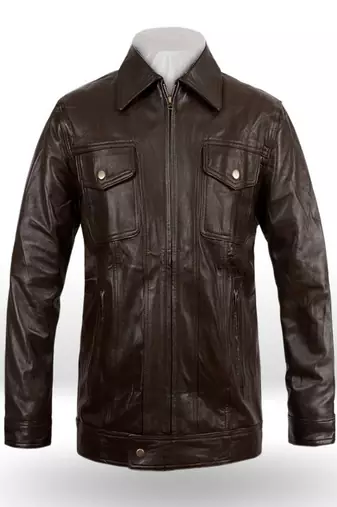 Stylish brown premum lambskin leather biker jacket  slim fit moto style
