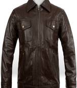 men's brown lambskin leather biker jacket classic moto zip style premium elegant