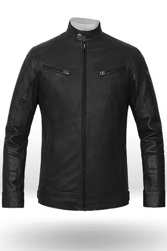 Black café racer  men's leather jacket pure lambskin motorcycle biker jacket