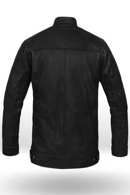men's black lambskin cafe racer jacket band collar racer style sophisticated 2