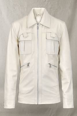 men's white lambskin leather biker jacket classic zip up style exclusive 1