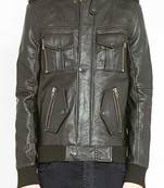 Men's genuine pure lambskin black leather jacket 2 pockets slim fit motorcycle jacket