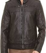 Stylish classic look brown black pure lambskin leather jacket slim fit