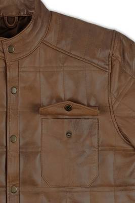 men's brown lambskin leather biker jacket premium quilted design exclusive 3