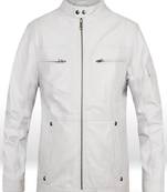 Stylish genuine white zipper  leather biker jacket  slim fit moto style