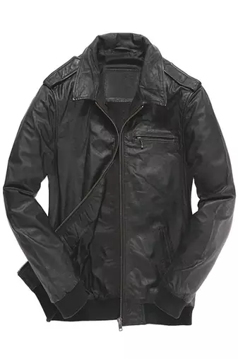 Men's black genuine  zipper  leather biker jacket  slim fit moto style stylish