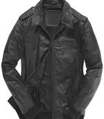 men's black lambskin leather biker jacket classic moto zip style stylish authentic
