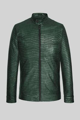 men's green lambskin leather jacket classic zip up style premium 1