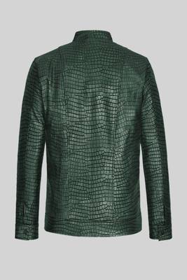 men's green lambskin leather jacket classic zip up style premium 2