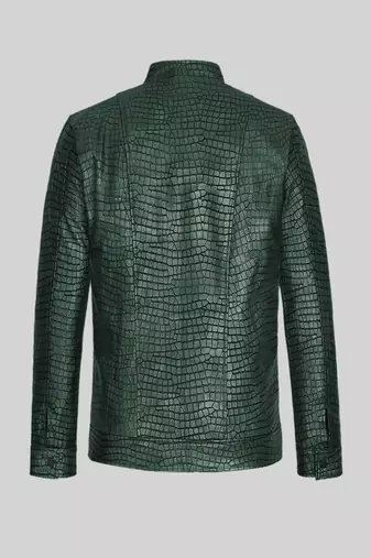 men's green lambskin leather jacket classic zip up style premium