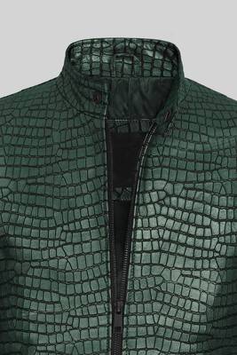 men's green lambskin leather jacket classic zip up style premium 3