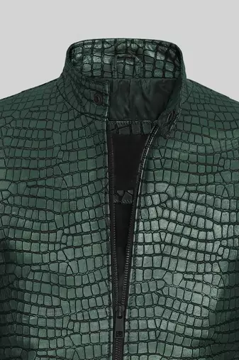 men's green lambskin leather jacket classic zip up style premium