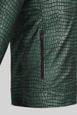 men's green lambskin leather jacket classic zip up style premium 4
