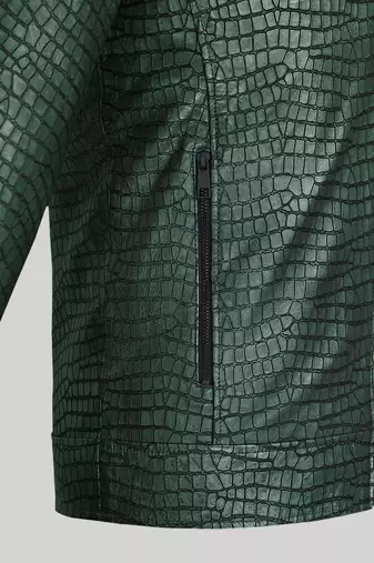 men's green lambskin leather jacket classic zip up style premium