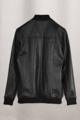 men's black lambskin leather bomber jacket ribbed cuffs and waist elegant 2