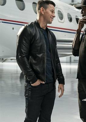 men's black lambskin leather bomber jacket ribbed cuffs and waist elegant 3