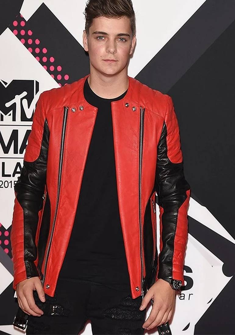 Red quilted black pure lambskin jacket  motor jacket 100% genuine leather