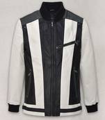 White black motorcycle jacket pure lambskin jacket  motor jacket 100% genuine leather